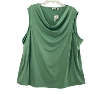 Cato Sleeveless Knit Top Women Plus Size 26/28W Sage Green Cowl Neck Shell